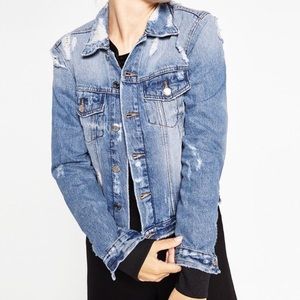 Zara basic dept distressed Denim jacket
